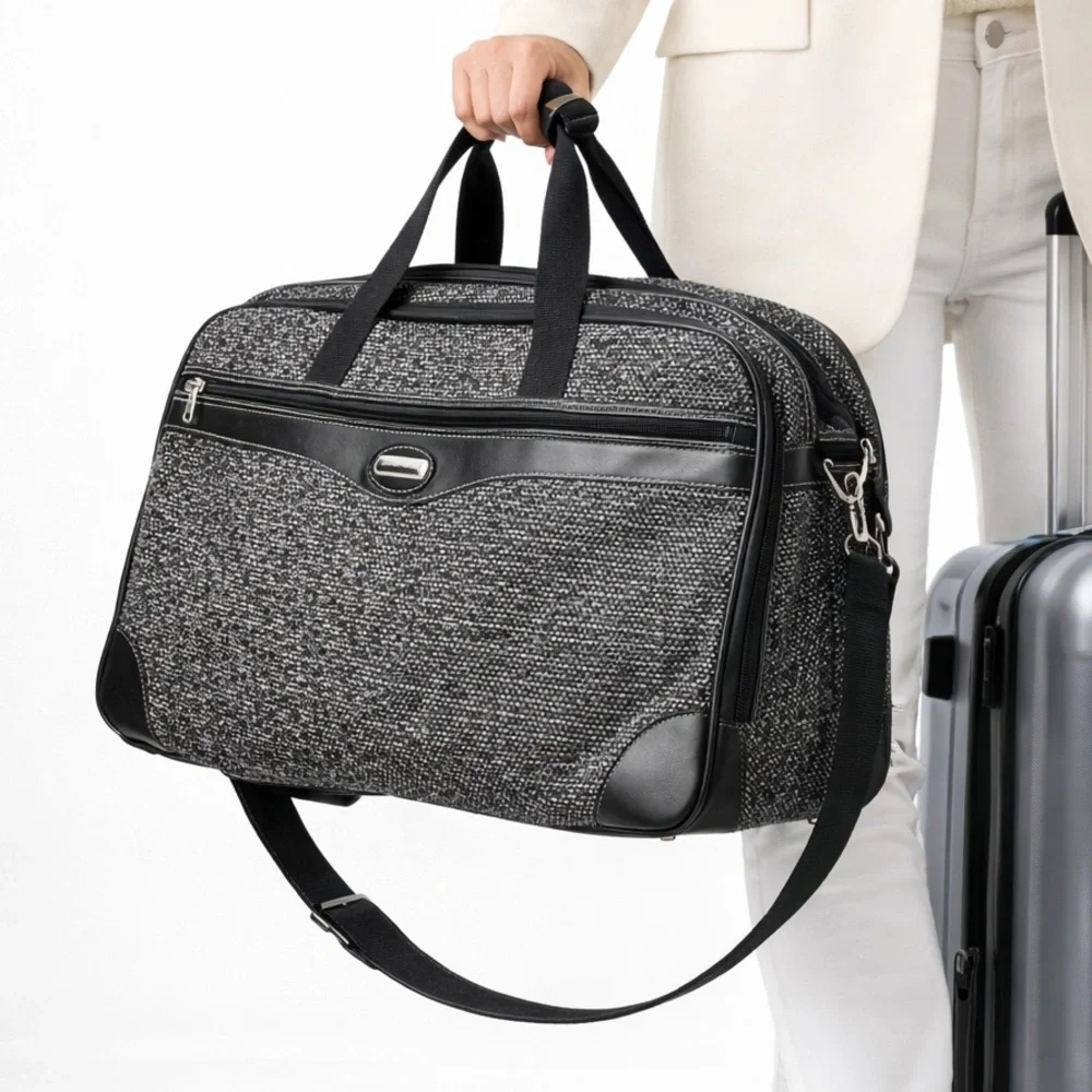 Jaguar Gray Tweeked Weekender Unisex Travel Duffle Bag w Key Chain